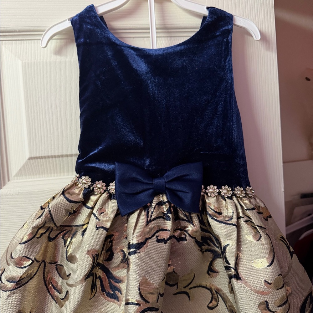 Elegant Navy and Gold Kids Dress